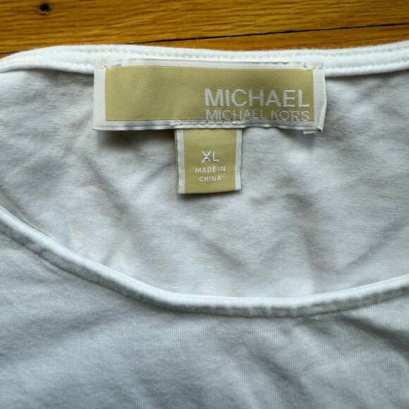 Michael Kors White Cold Shoulder Knit Shirt Size L Nautical Stretch Basics - Picture 3 of 15